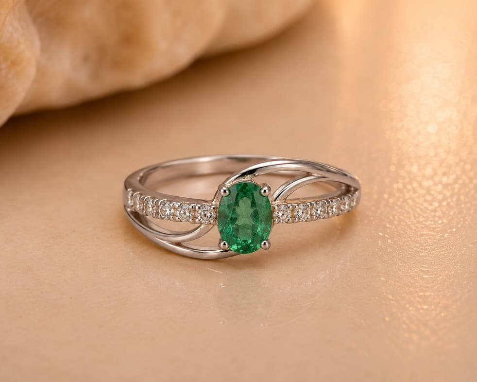 Solitario Cruzado con Pavé
