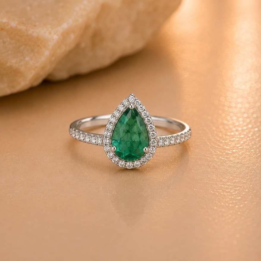 Halo en Corte Pera con Brazo con Pavé